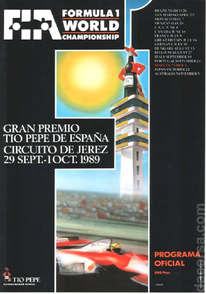 Poster of Gran Premio Tio Pepe de Espana 1989, FIA Formula One World Championship round 14, Spain, 29 September - 1 October 1989