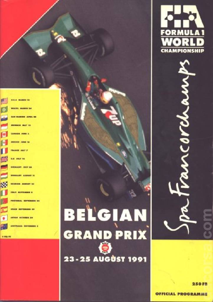 Poster of Grand Prix de Belgique 1991, FIA Formula One World Championship round 11, Belgium, 23 - 25 August 1991