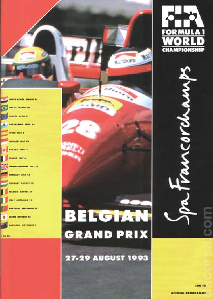 Poster of Grand Prix de Belgique 1993, FIA Formula One World Championship round 12, Belgium, 27 - 29 August 1993