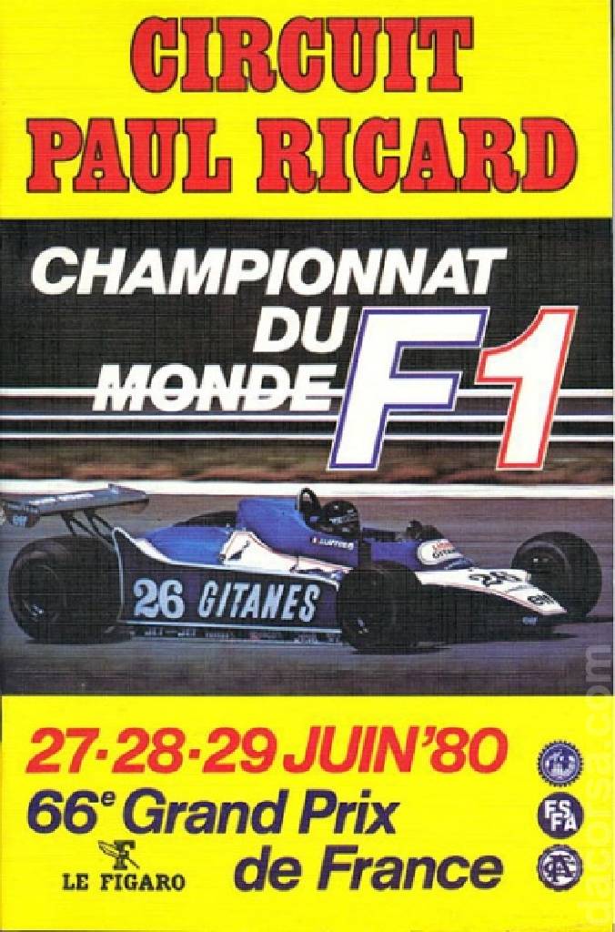 Poster of Grand Prix de France 1980, FIA Formula One World Championship round 07, France, 27 - 29 June 1980