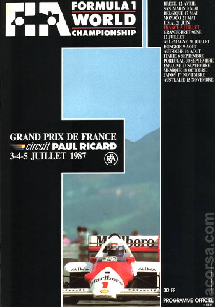 Image representing Grand Prix de France 1987, FIA Formula One World Championship round 06, France, 3 - 5 July 1987