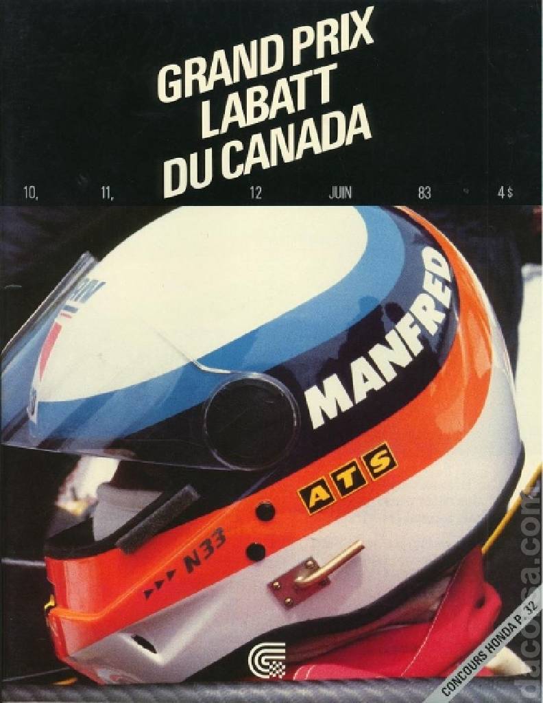 Poster of Grand Prix Labatt du Canada 1983, FIA Formula One World Championship round 08, Canada, 10 - 12 June 1983
