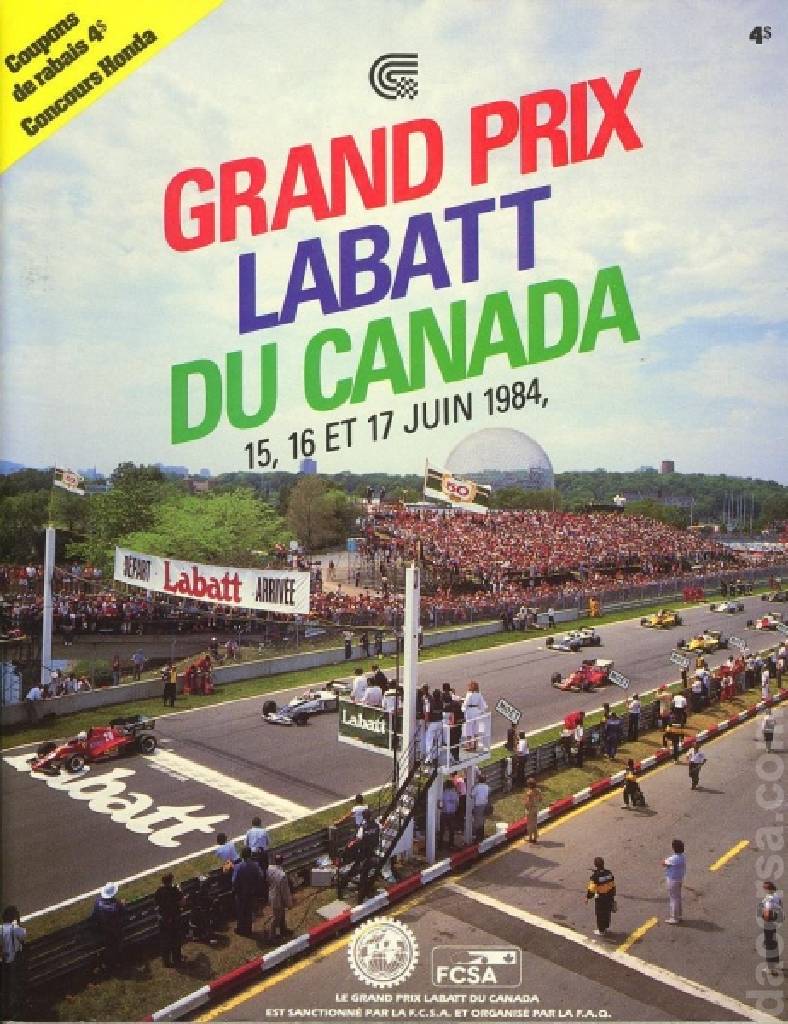 Poster of Grand Prix Labatt du Canada 1984, FIA Formula One World Championship round 07, Canada, 15 - 17 June 1984