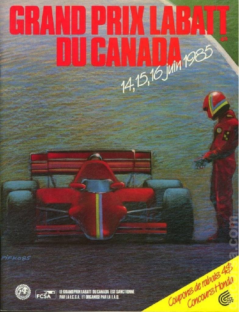 Poster of Grand Prix Labatt du Canada 1985, FIA Formula One World Championship round 05, Canada, 14 - 16 June 1985