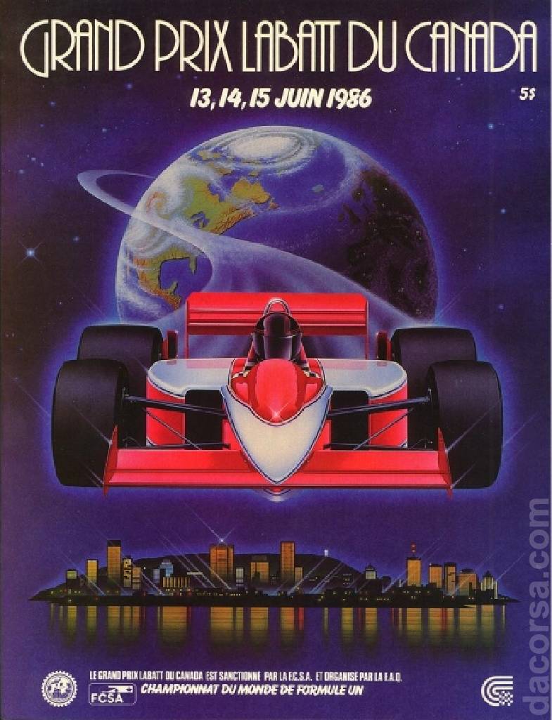 Image representing Grand Prix Labatt du Canada 1986, FIA Formula One World Championship round 06, Canada, 13 - 15 June 1986