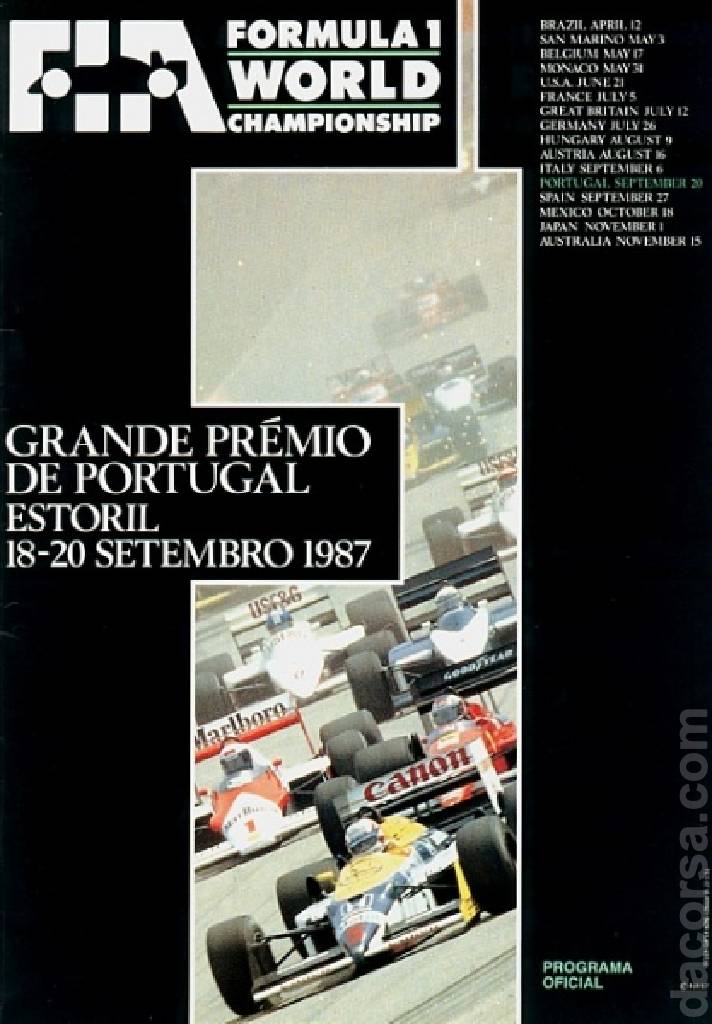 Image representing Grande Premio de Portugal 1987, FIA Formula One World Championship round 12, Portugal, 18 - 20 September 1987