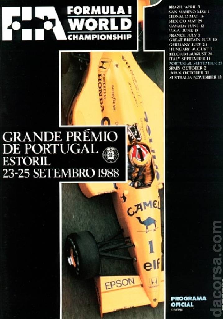 Poster of Grande Premio de Portugal 1988, FIA Formula One World Championship round 13, Portugal, 23 - 25 September 1988