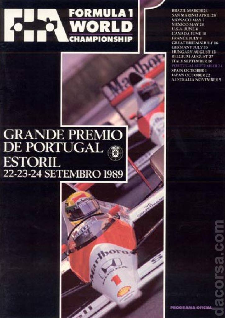 Poster of Grande Premio de Portugal 1989, FIA Formula One World Championship round 13, Portugal, 22 - 24 September 1989