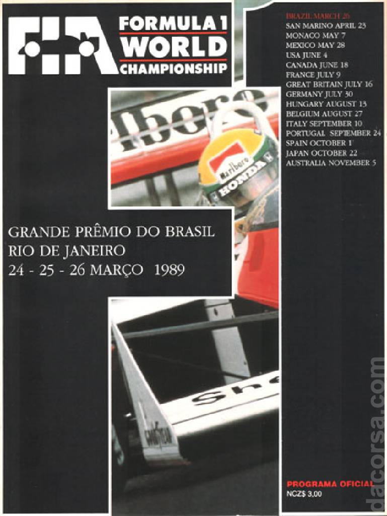 Image representing Grande Premio do Brasil 1989, FIA Formula One World Championship round 01, Brazil, 24 - 26 March 1989