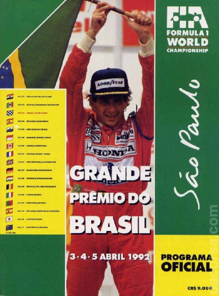 Poster of Grande Premio do Brasil 1992, FIA Formula One World Championship round 03, Brazil, 3 - 5 April 1992