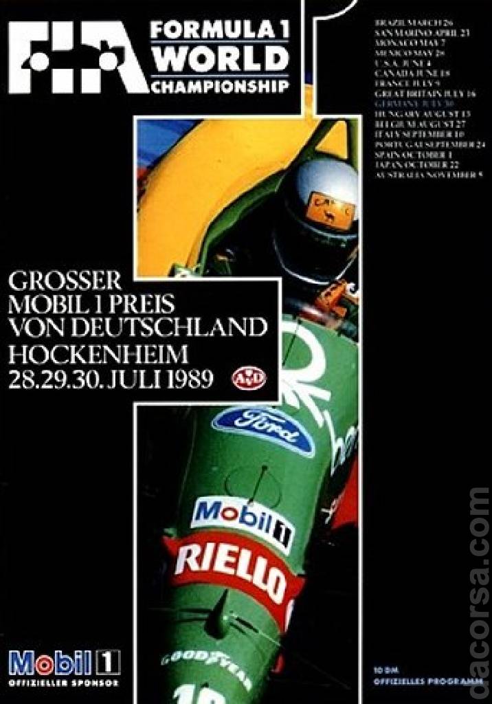 Image representing Grosser Mobil 1 Preis von Deutschland 1989, FIA Formula One World Championship round 09, Germany, 28 - 30 July 1989