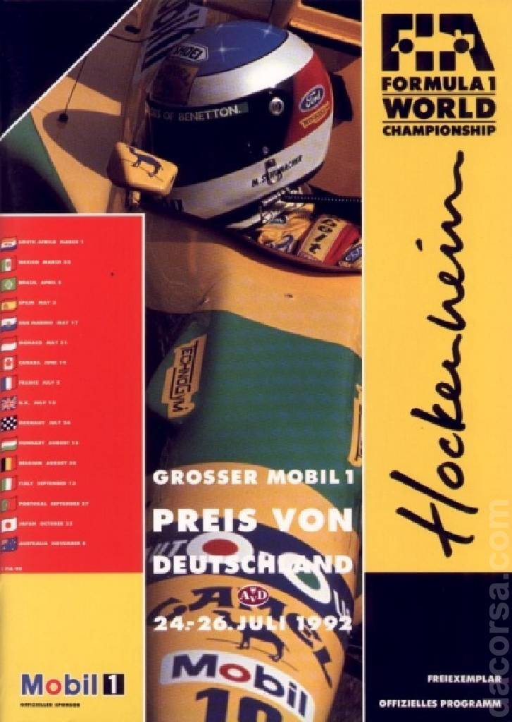 Poster of Grosser Mobil 1 Preis von Deutschland 1992, FIA Formula One World Championship round 10, Germany, 24 - 26 July 1992