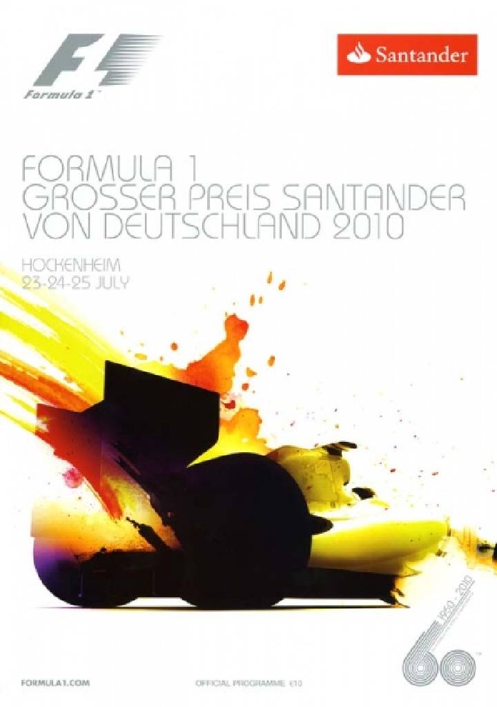 Poster of Grosser Preis Santander von Deutschland 2010, FIA Formula One World Championship round 11, Germany, 23 - 25 July 2010