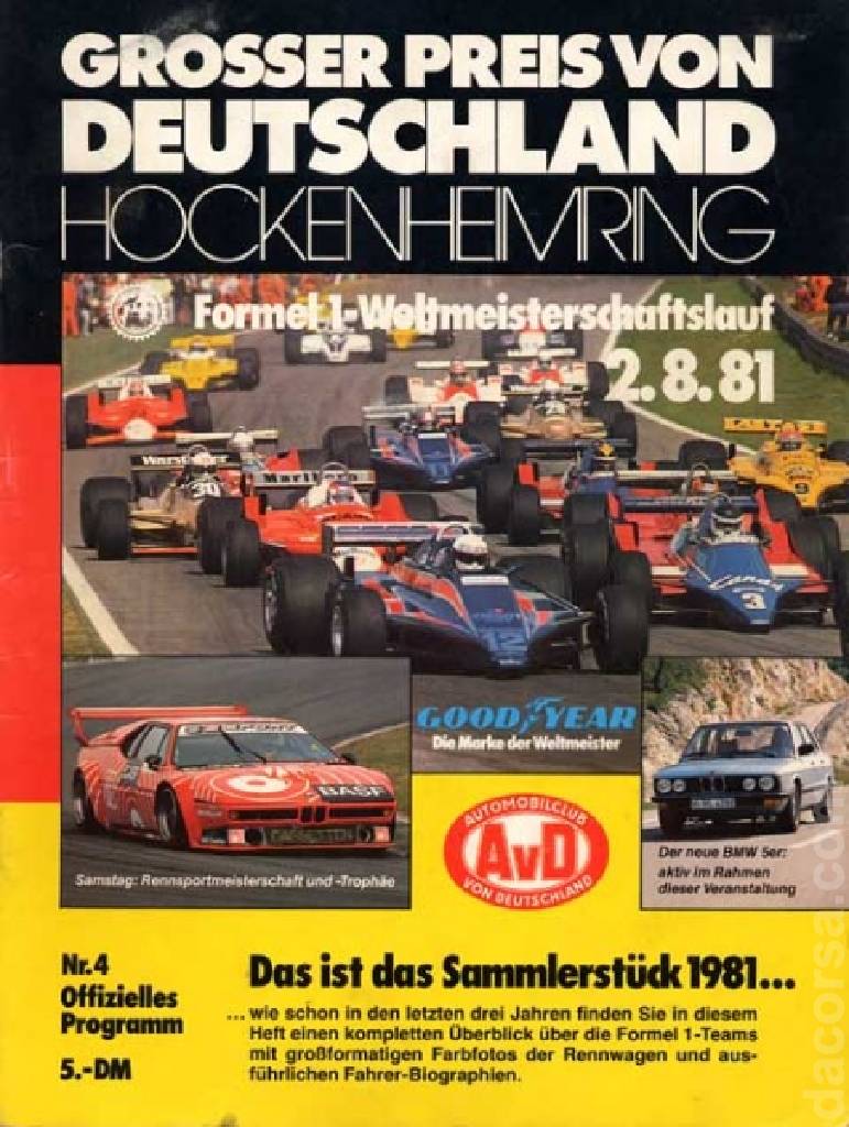 Poster of Grosser Preis von Deutschland 1981, FIA Formula One World Championship round 10, Germany, 2 August 1981