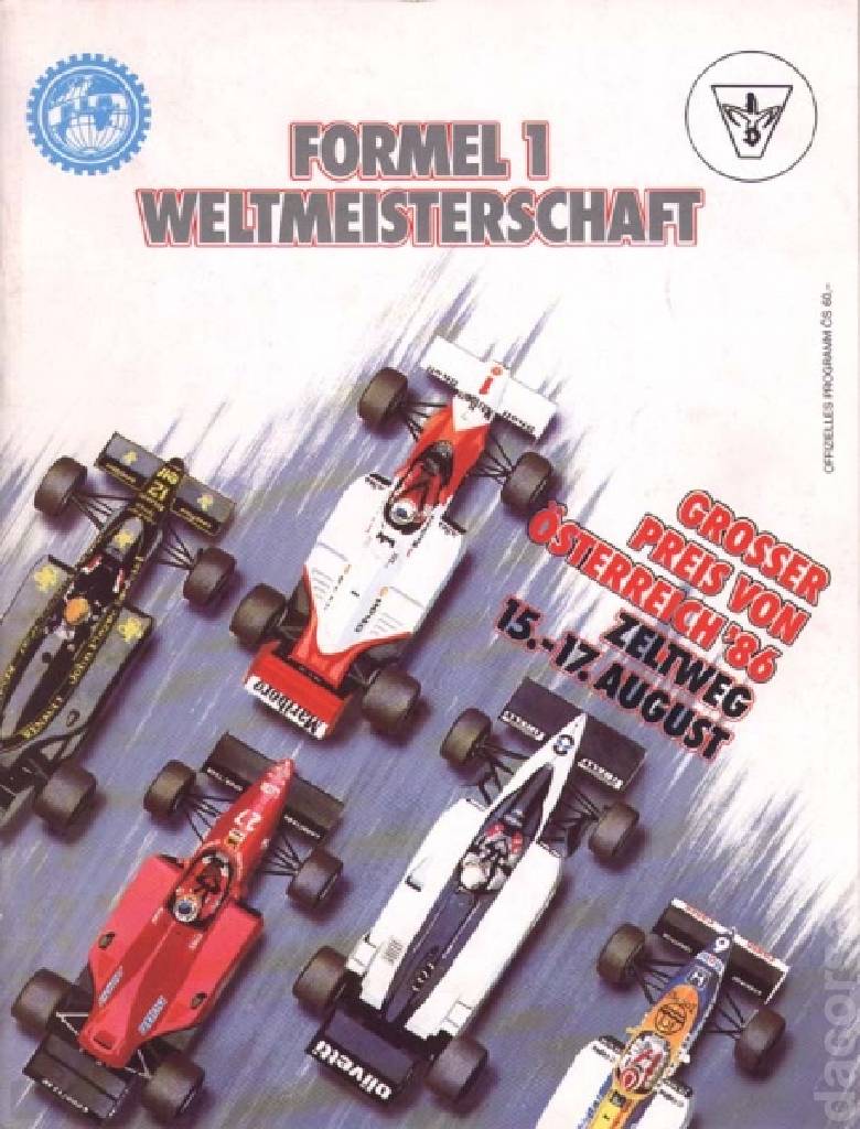 Poster of Grosser Preis von Osterreich 1986, FIA Formula One World Championship round 12, Austria, 15 - 17 August 1986