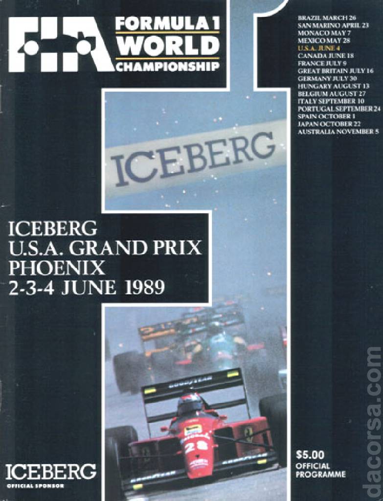 Poster of Iceberg United States Grand Prix 1989, FIA Formula One World Championship round 05, United States, 2 - 4 June 1989