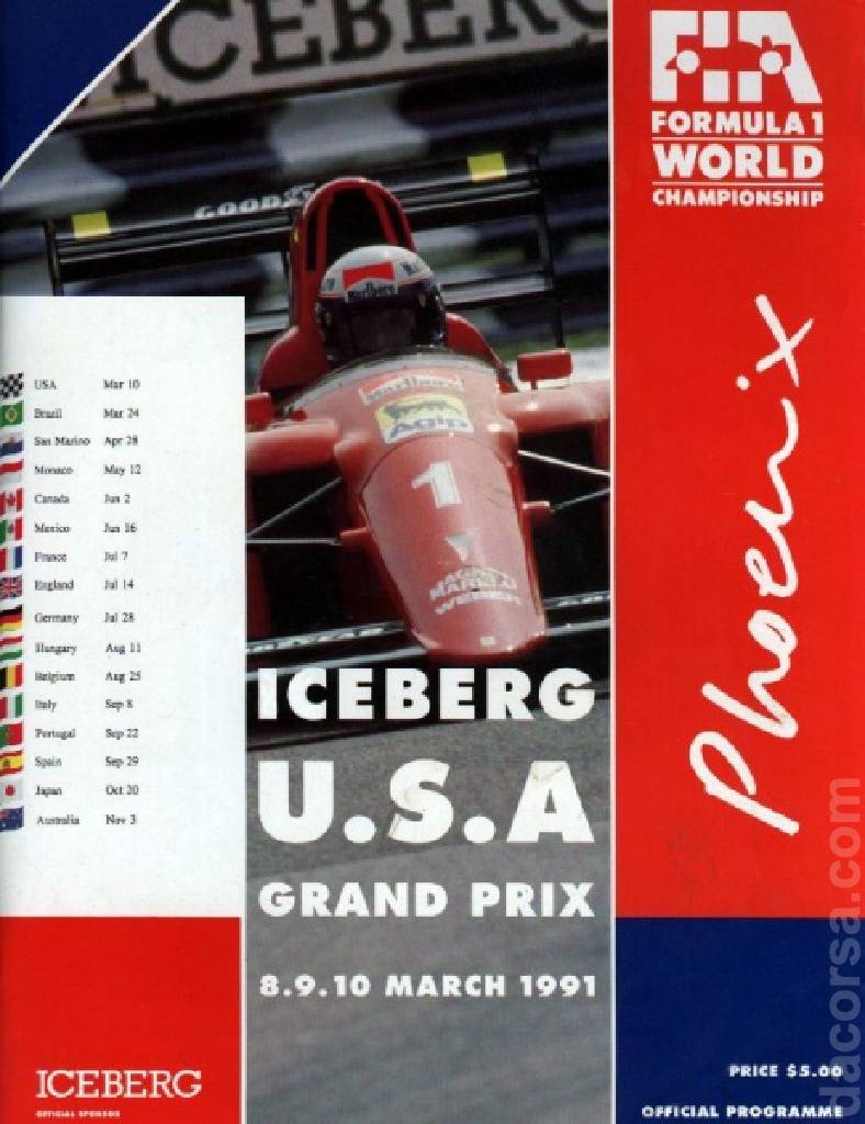 Poster of Iceberg United States Grand Prix 1991, FIA Formula One World Championship round 01, United States, 8 - 10 March 1991