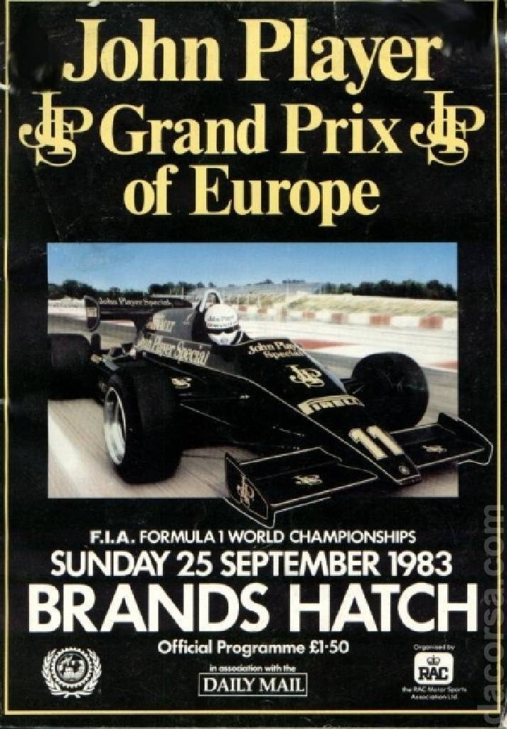 Poster of John Player Grand Prix of Europe 1983, FIA Formula One World Championship round 14, United Kingdom, 25 September 1983