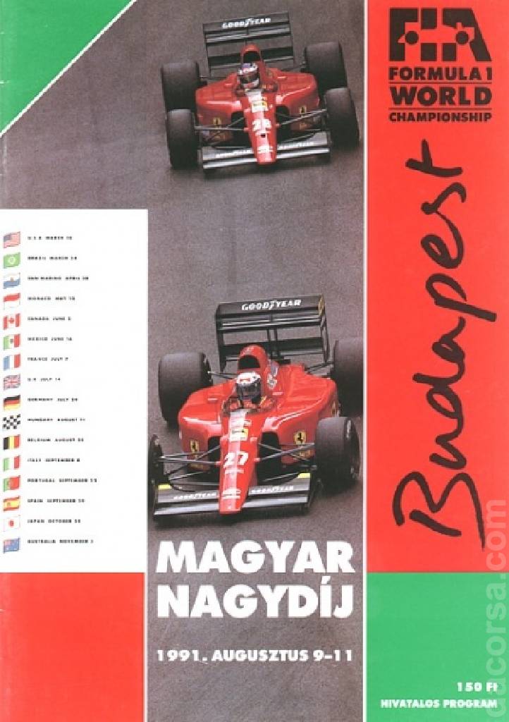 Poster of Magyar Nagydij 1991, FIA Formula One World Championship round 10, Hungary, 9 - 11 August 1991