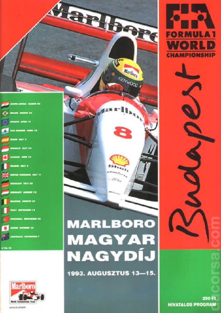 Poster of Marlboro Magyar Nagydij 1993, FIA Formula One World Championship round 11, Hungary, 13 - 15 August 1993