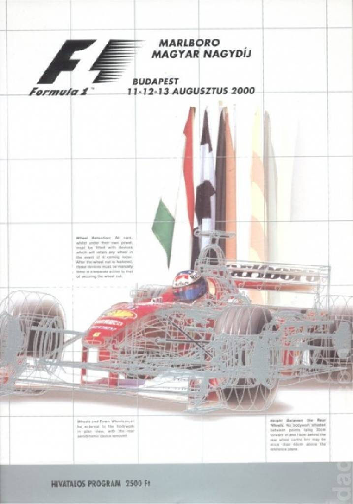 Image representing Marlboro Magyar Nagydij 2000, FIA Formula One World Championship round 12, Hungary, 11 - 13 August 2000