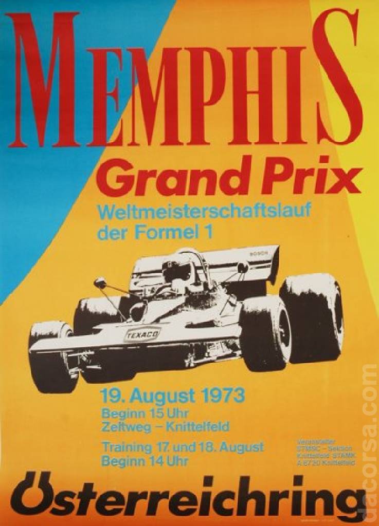 Poster of Memphis Grand Prix 1973, FIA Formula One World Championship round 12, Austria, 17 - 19 August 1973