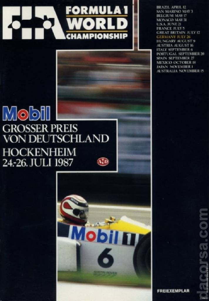 Image representing Mobil Grosser Preis von Deutschland 1987, FIA Formula One World Championship round 08, Germany, 24 - 26 July 1987