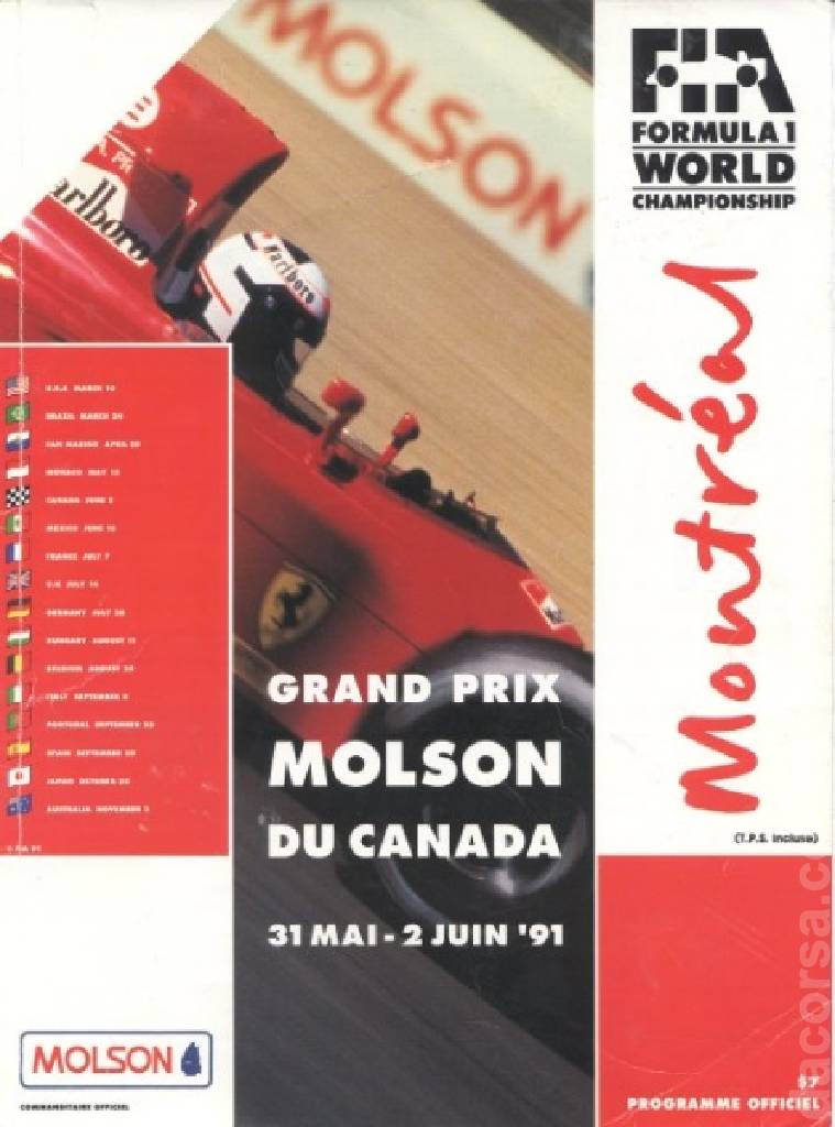 Poster of Molson Grand prix du Canada 1991, FIA Formula One World Championship round 05, Canada, 31 May - 2 June 1991