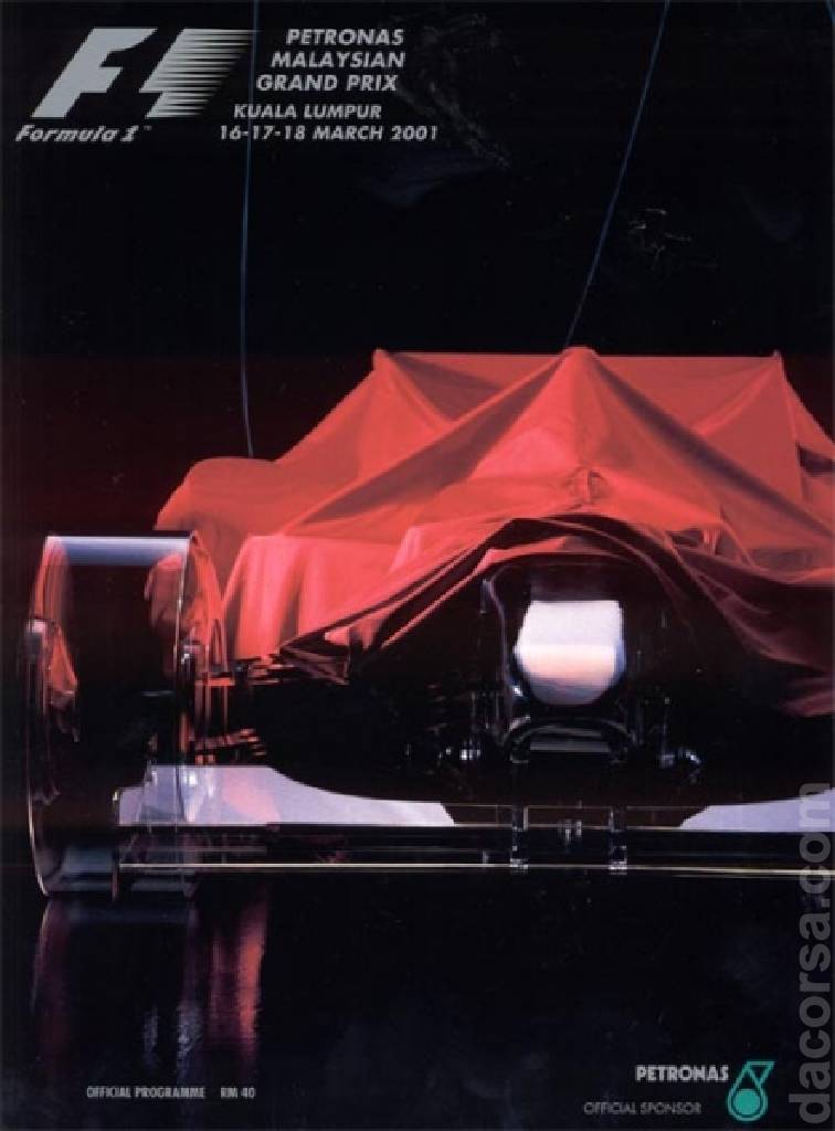 Poster of Petronas Malaysian Grand Prix 2001, FIA Formula One World Championship round 02, Malaysia, 16 - 18 March 2001