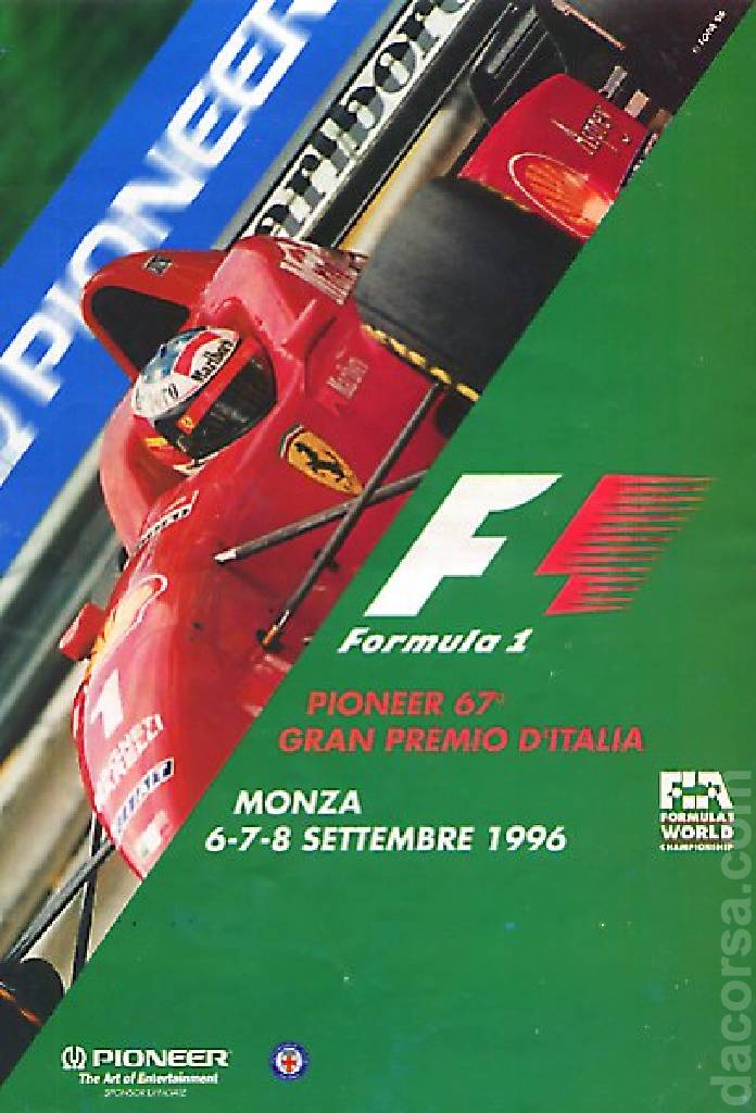 Image representing Pioneer 67. Gran Premio d'Italia 1996, FIA Formula One World Championship round 14, Italy, 6 - 8 September 1996