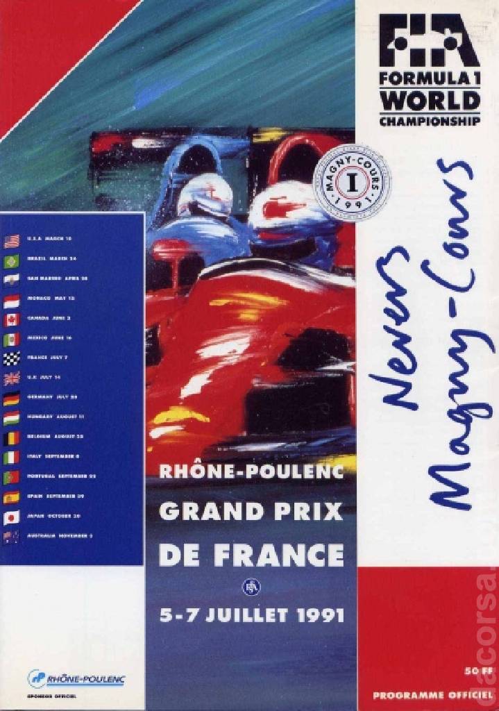 Poster of Rhone-Poulenc Grand Prix de France 1991, FIA Formula One World Championship round 07, France, 5 - 7 July 1991