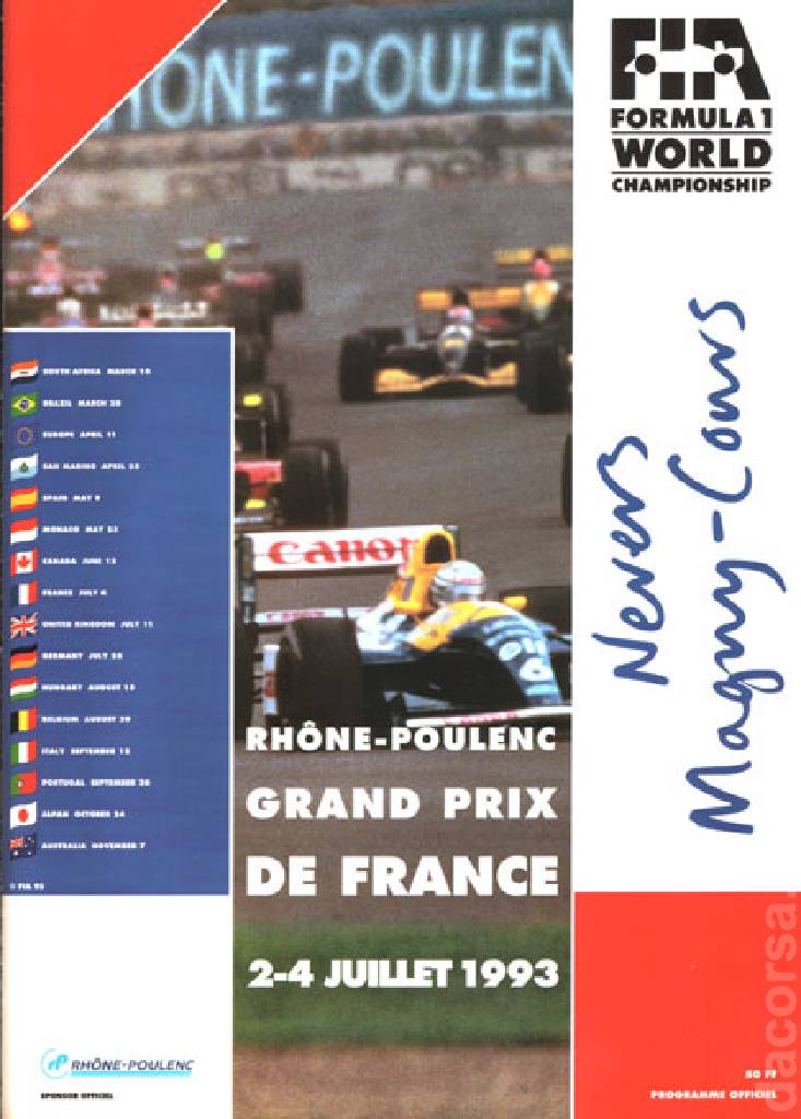 Poster of Rhone-Poulenc Grand Prix de France 1993, FIA Formula One World Championship round 08, France, 2 - 4 July 1993