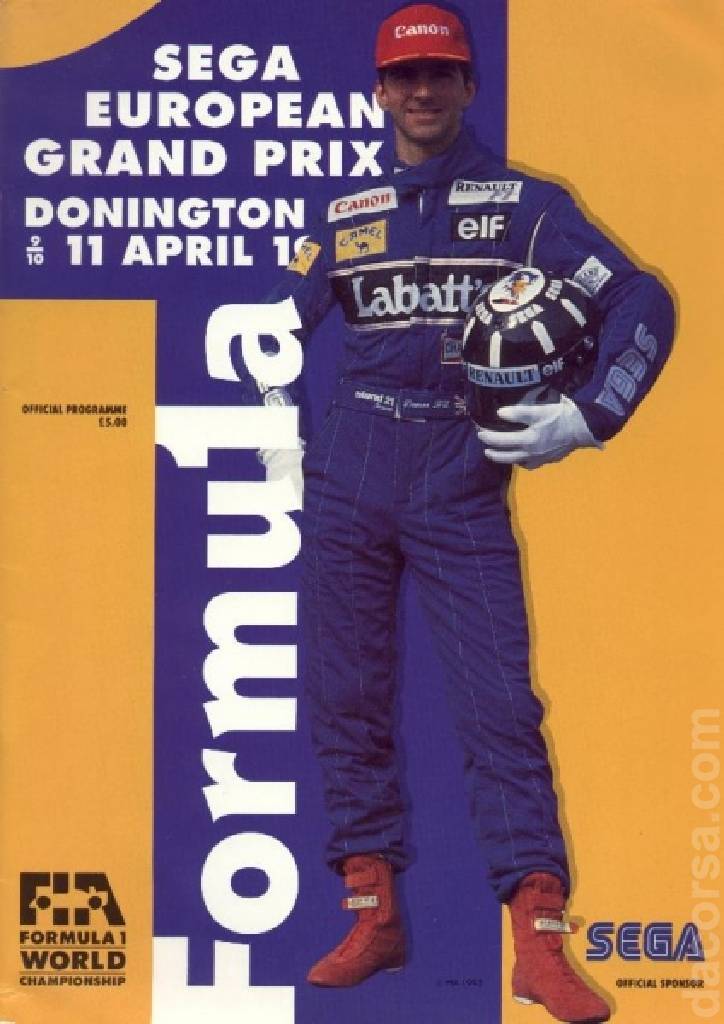 Poster of Sega European Grand Prix 1993, FIA Formula One World Championship round 03, Europe, 9 - 11 April 1993