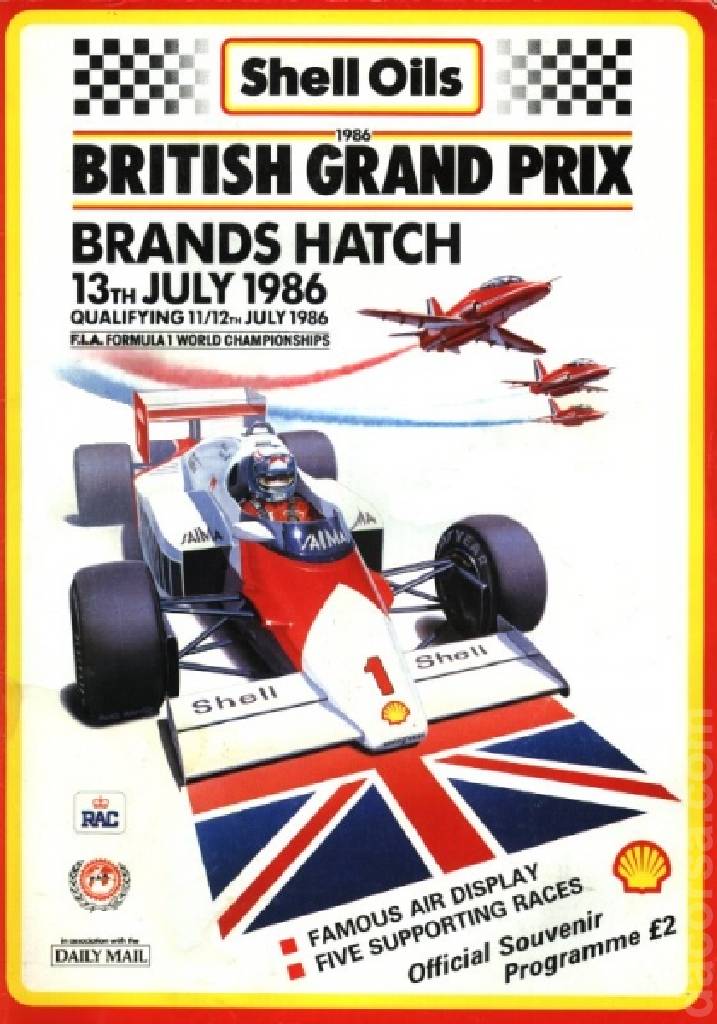Poster of Shell Oils British Grand Prix 1986, FIA Formula One World Championship round 09, United Kingdom, 13 July 1986