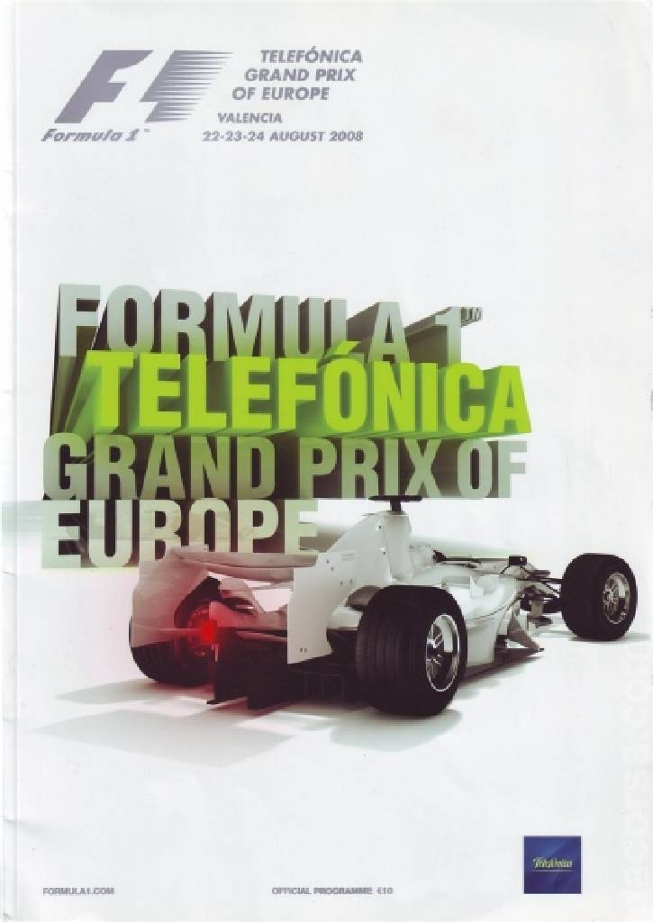 Poster of Telefonica Grand Prix of Europe 2008, FIA Formula One World Championship round 12, Europe, 22 - 24 August 2008