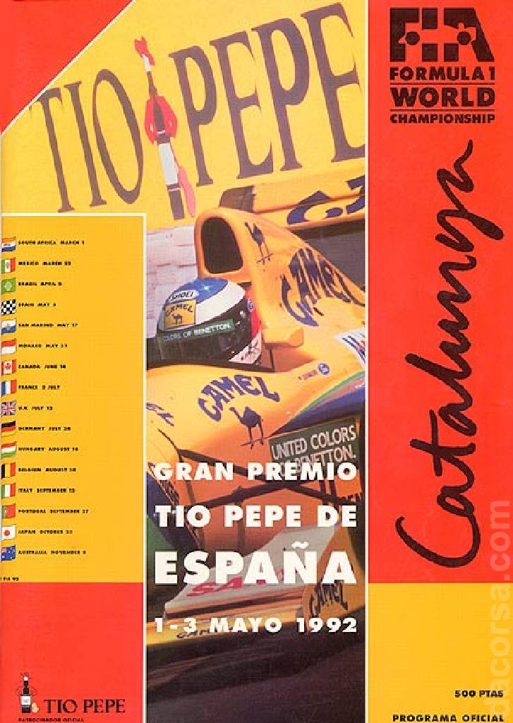 Image representing Tio Pepe Gran Premio de Espana 1992, FIA Formula One World Championship round 04, Spain, 1 - 3 May 1992