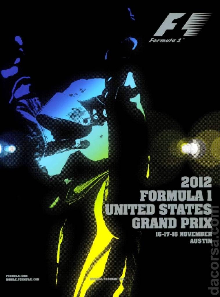 Poster of United States Grand Prix 2012, FIA Formula One World Championship round 19, United States, 16 - 18 November 2012