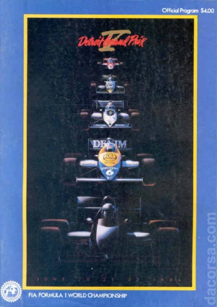 Poster of V Detroit Grand Prix 1986, FIA Formula One World Championship round 07, United States, 22 June 1986