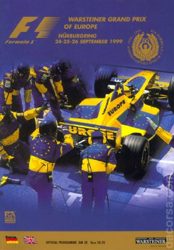 Poster of Warsteiner Grand Prix of Europe 1999, FIA Formula One World Championship round 14, Europe, 24 - 26 September 1999