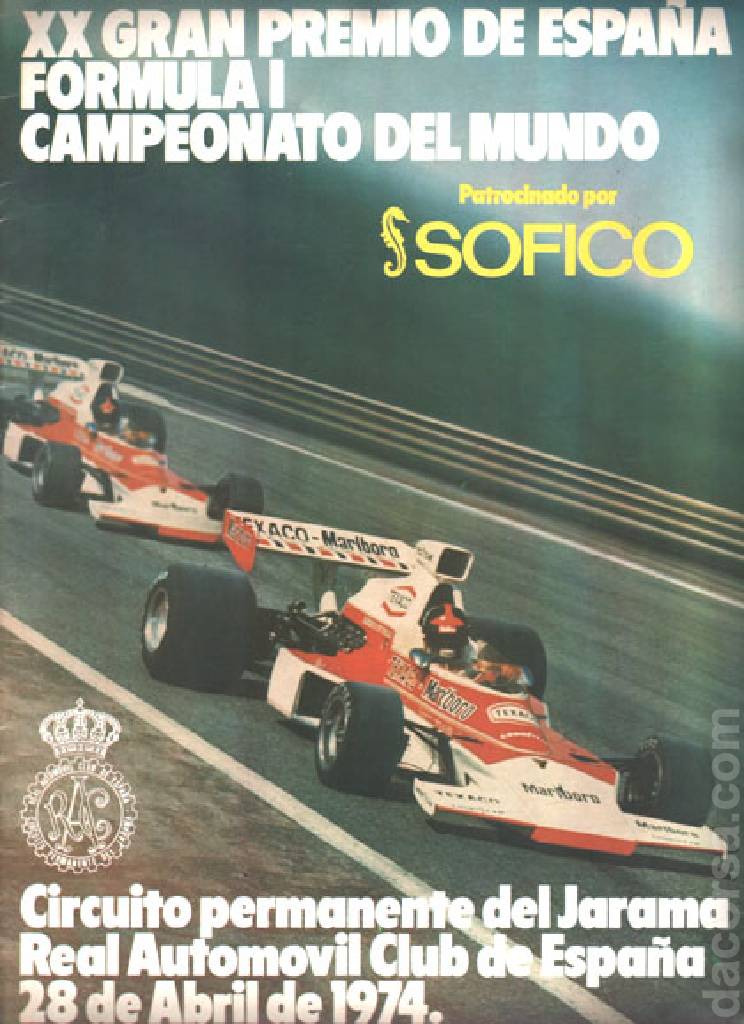 Poster of XX. Gran Premio de Espana 1974, FIA Formula One World Championship round 04, Spain, 28 April 1974