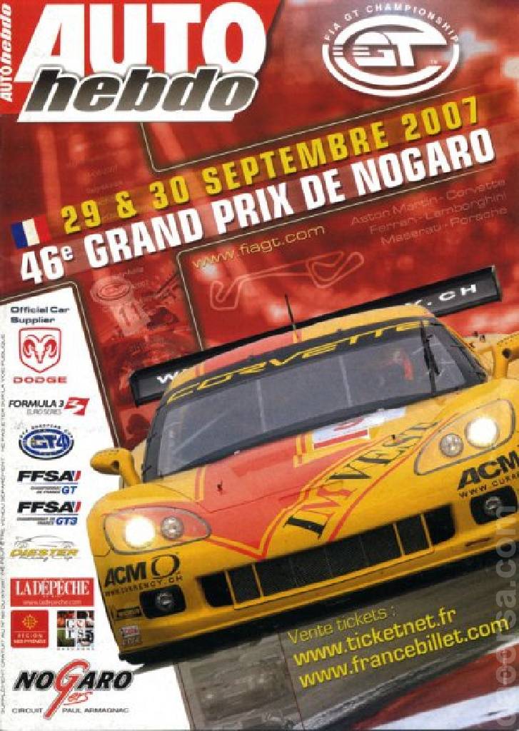 Poster of FIA GT Grand Prix de Nogaro 2007, FIA GT Championship round 09, France, 29 - 30 September 2007