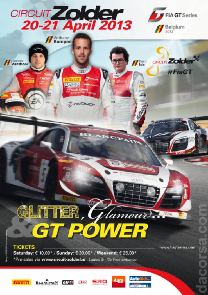 Poster of Glitter, Glamour & GT Power 2013, FIA GT Championship round 02, Belgium, 20 - 21 April 2013