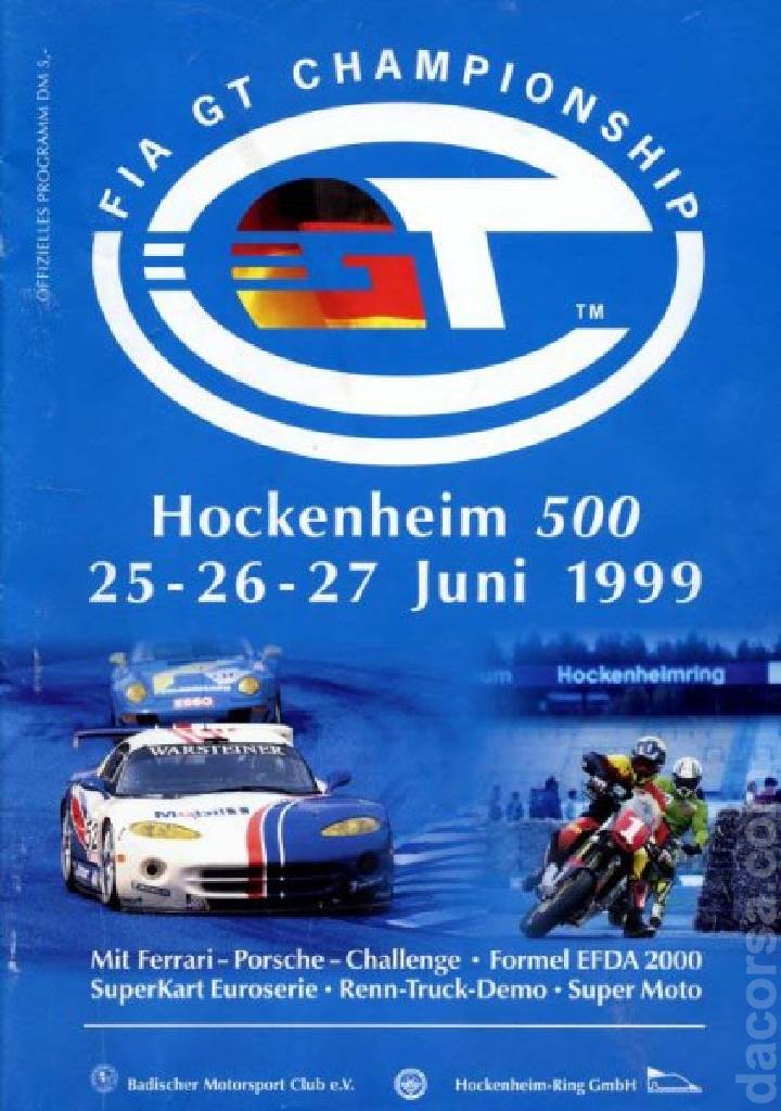 Poster of Hockenheim 500km 1999, FIA GT Championship round 03, Germany, 25 - 27 June 1999