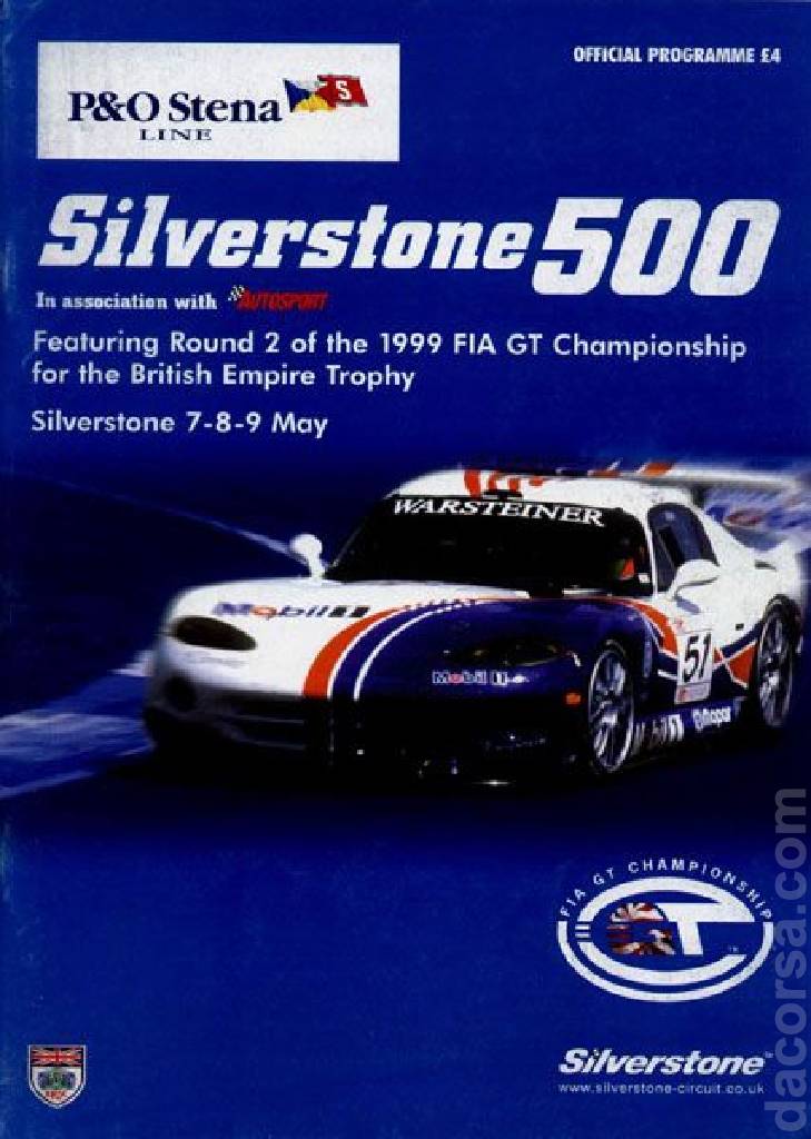 Poster of P&O Steam Line Silverstone 500 miles 1999, FIA GT Championship round 02, United Kingdom, 7 - 9 May 1999