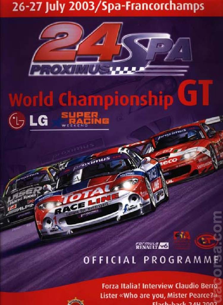 Image representing Proximus 24 Hours of Spa 2003, FIA GT Championship round 06, Belgium, 26 - 27 July 2003
