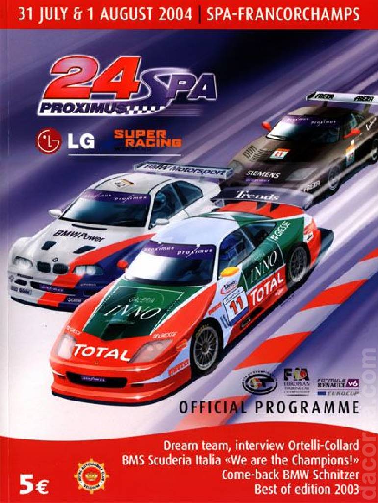 Poster of Proximus 24 Hours of Spa 2004, FIA GT Championship round 07, Belgium, 31 July - 1 August 2004