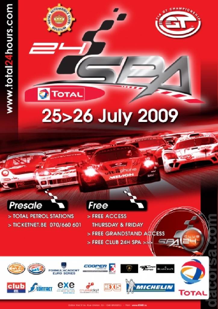 Poster of Total 24 Hours of Spa 2009, FIA GT Championship round 04, Belgium, 25 - 26 July 2009