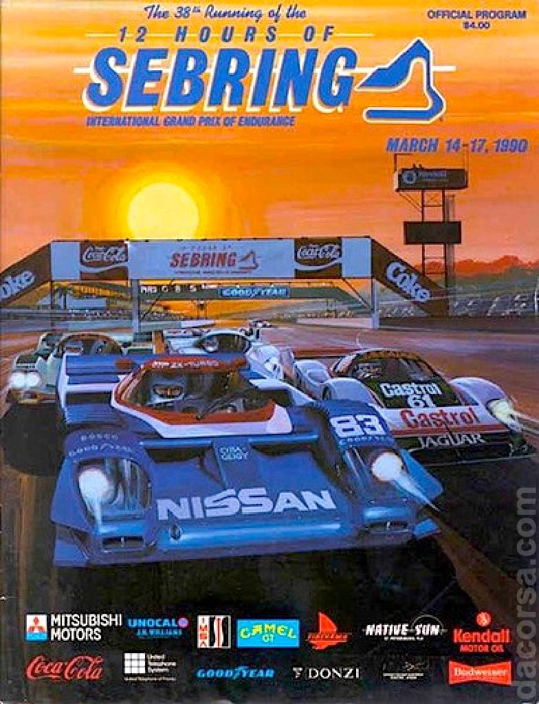 Poster of 38th annual 12 Hours of Sebring, IMSA GT Championship round 03, United States, 14 - 17 March 1990