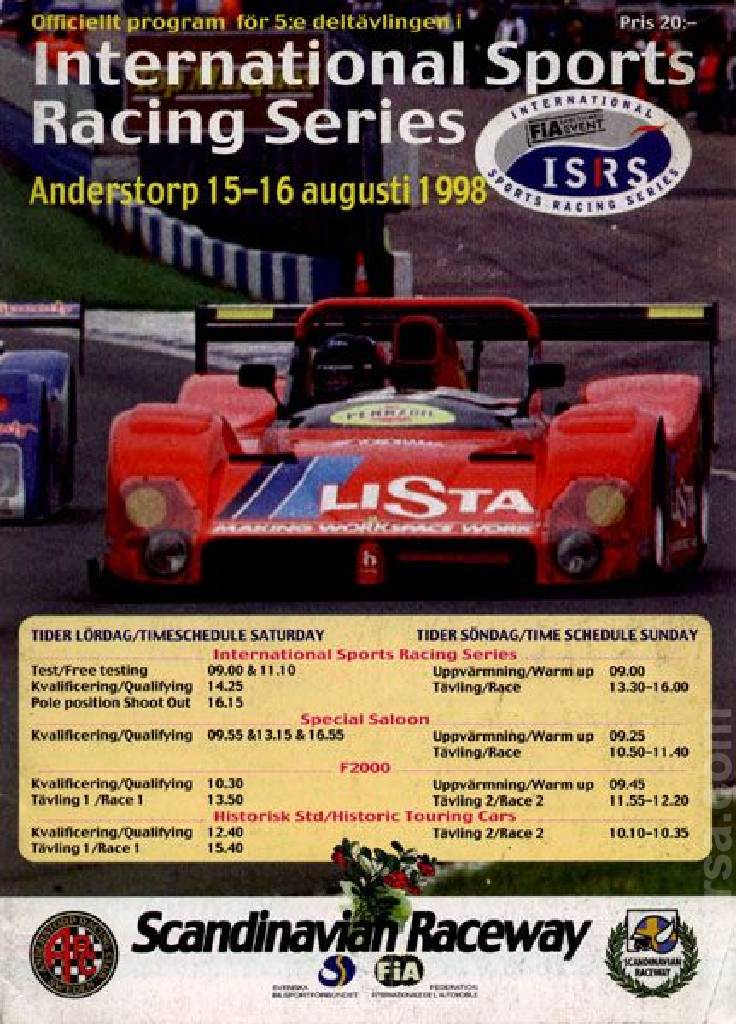 Image representing International Sports Racing Series Anderstorp 1998, Sweden, 15 - 16 August 1998