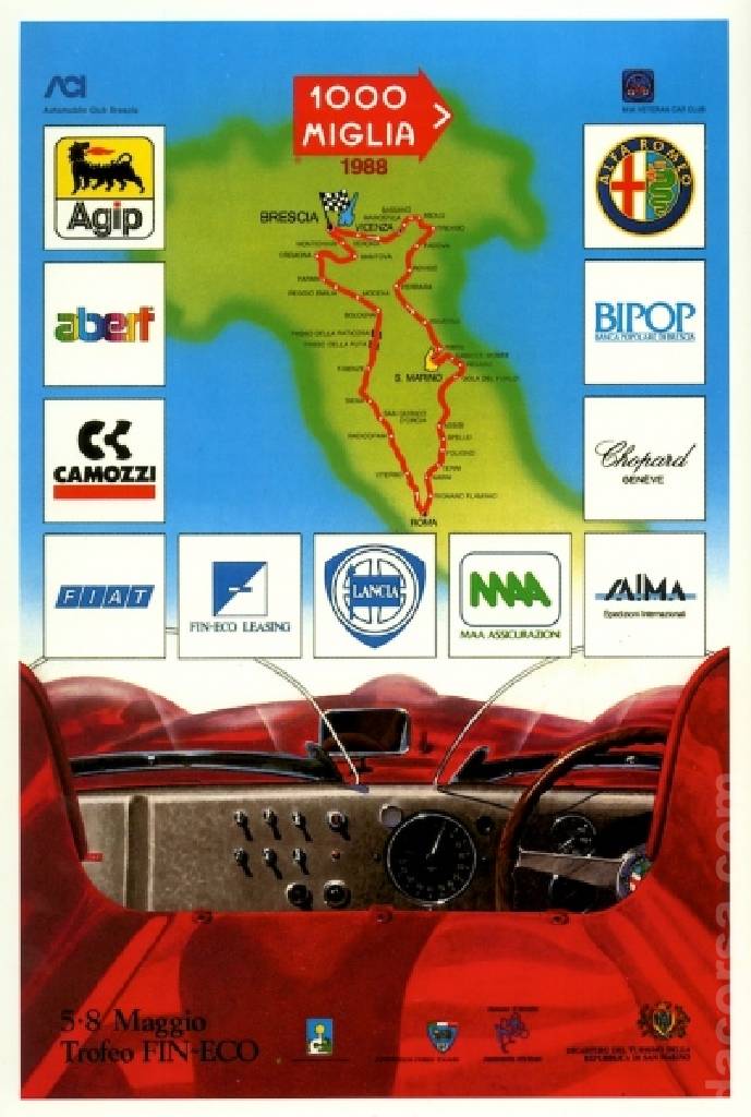 Image representing Mille Miglia 1988, Italy, 5 - 8 May 1988